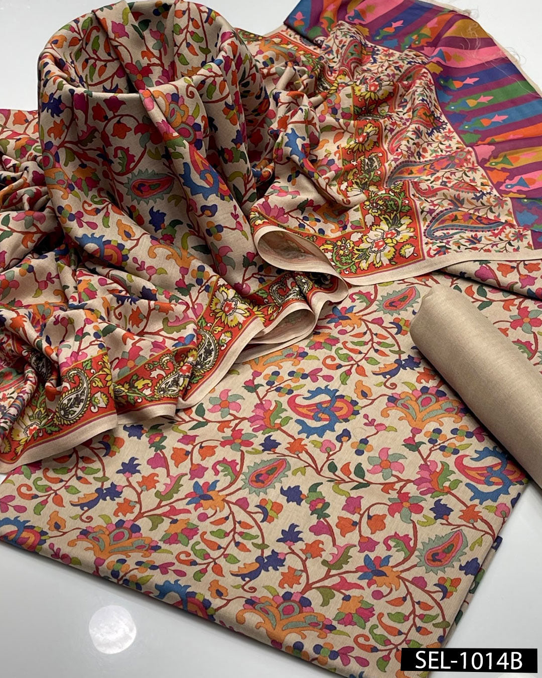 Kalamkari Printed Pure Pashmina Wool 3PC Dress