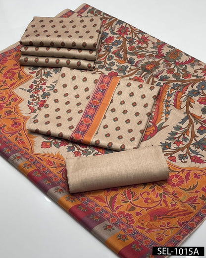 Kalamkari Printed Pure Pashmina Wool 3PC Winter Suit