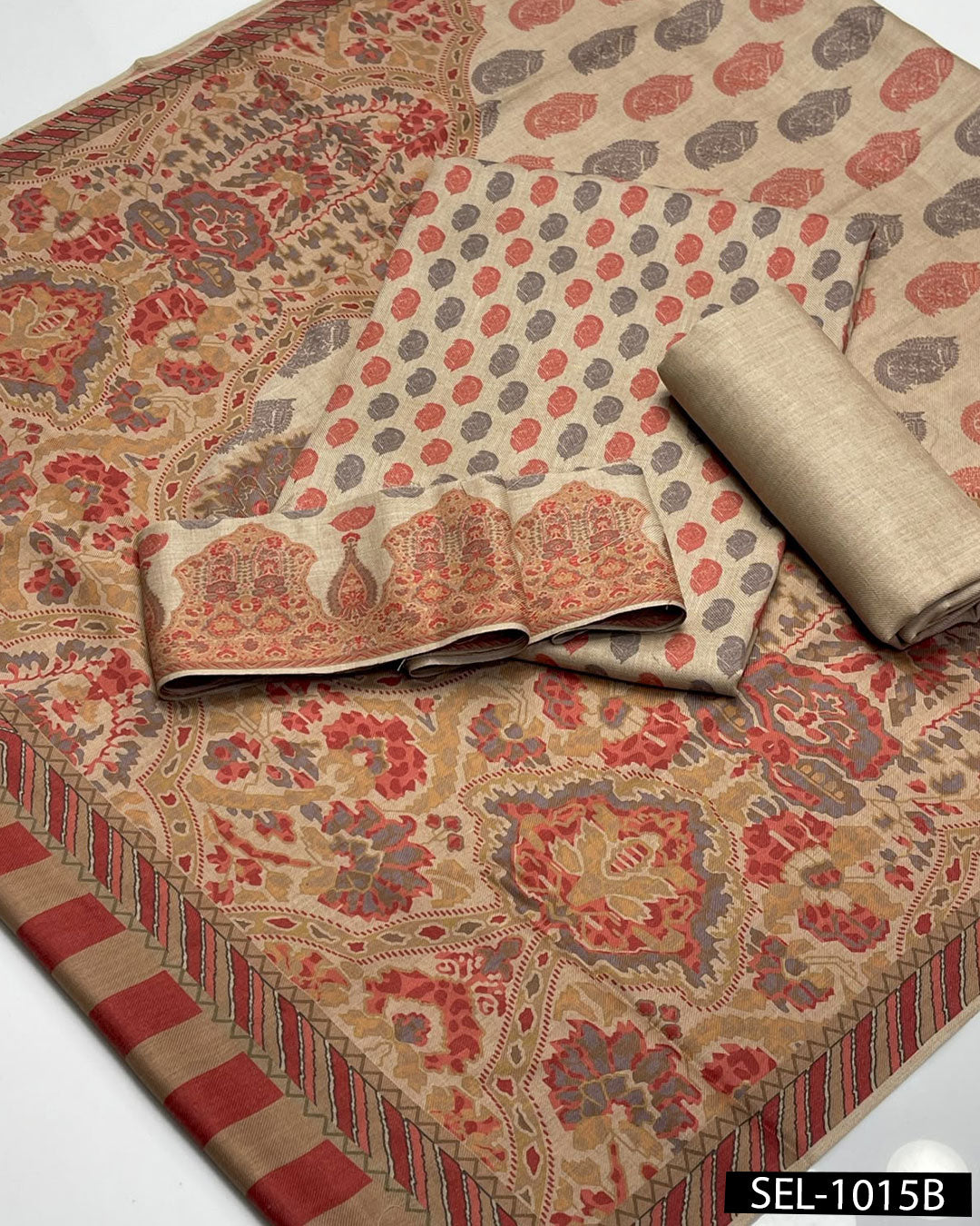 Pure Pashmina Wool Kalamkari Print 3PC Winter Suit
