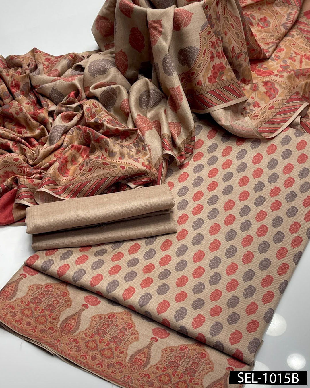 Pure Pashmina Wool Kalamkari Print 3PC Winter Suit
