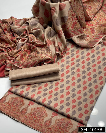 Pure Pashmina Wool Kalamkari Print 3PC Winter Suit