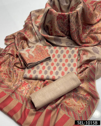 Pure Pashmina Wool Kalamkari Print 3PC Winter Suit