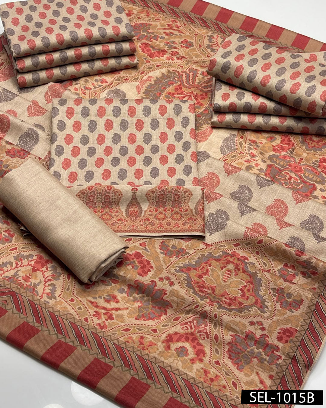 Pure Pashmina Wool Kalamkari Print 3PC Winter Suit