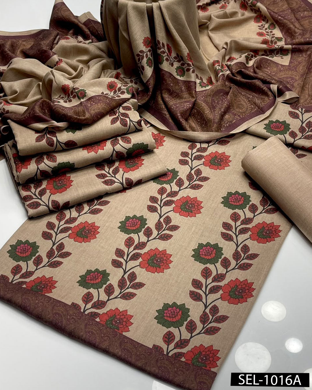 Kalamkaari Pashmina Wool 3PC Winter Suit