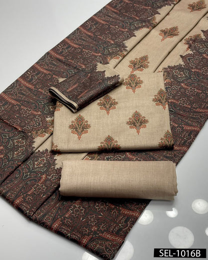 Pure Pashmina Kalamkari Printed 3PC Winter Dress