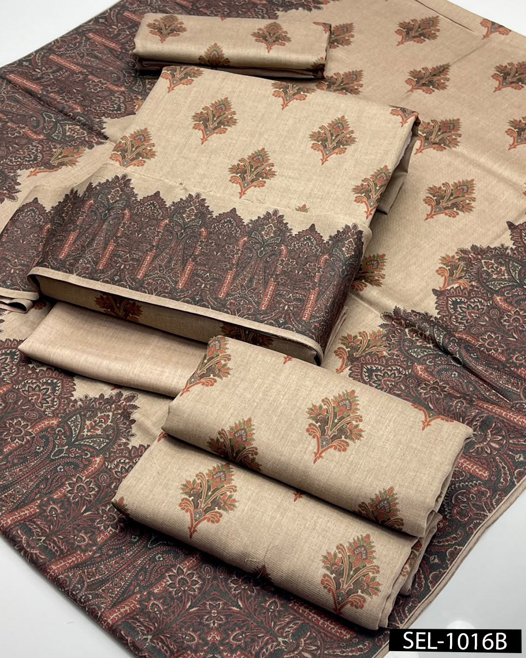 Pure Pashmina Kalamkari Printed 3PC Winter Dress