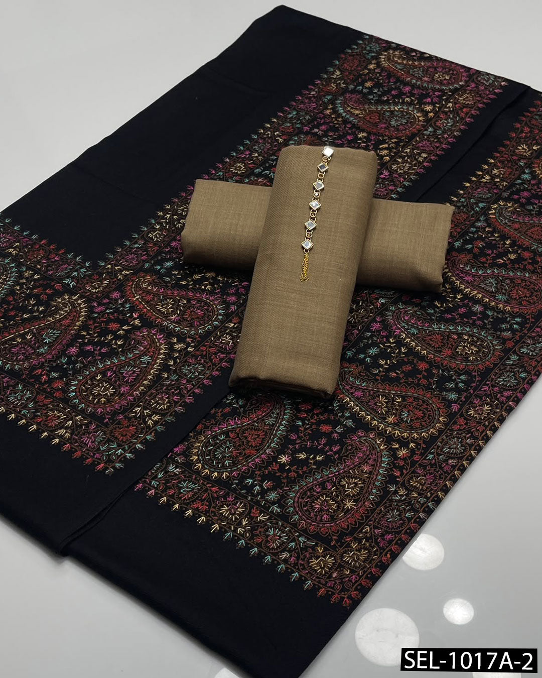 Pure Pashmina Wool Kashmiri Embroidered 3PC Dress