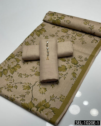 Pure Pashmina Kalamkari Printed 3-Piece Winter Suit