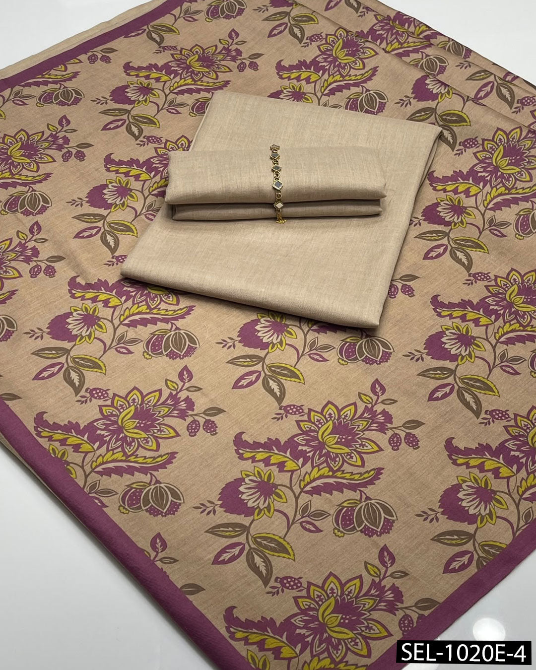 Pure Pashmina Kalamkari Printed 3-Piece Winter Suit