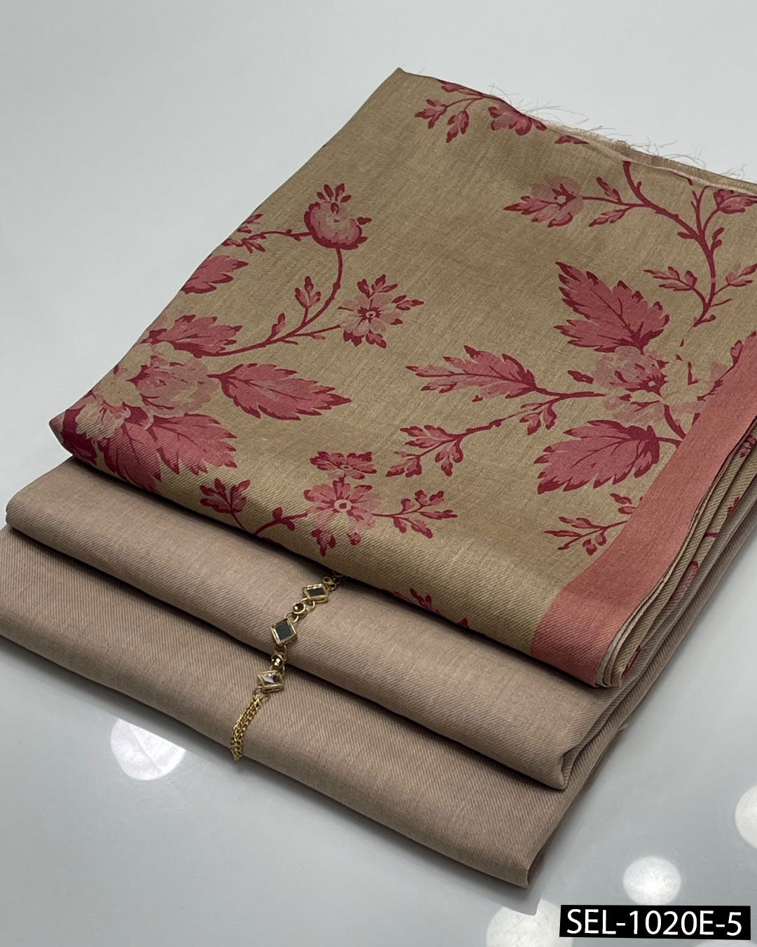 Pure Pashmina Kalamkari Printed 3-Piece Winter Suit