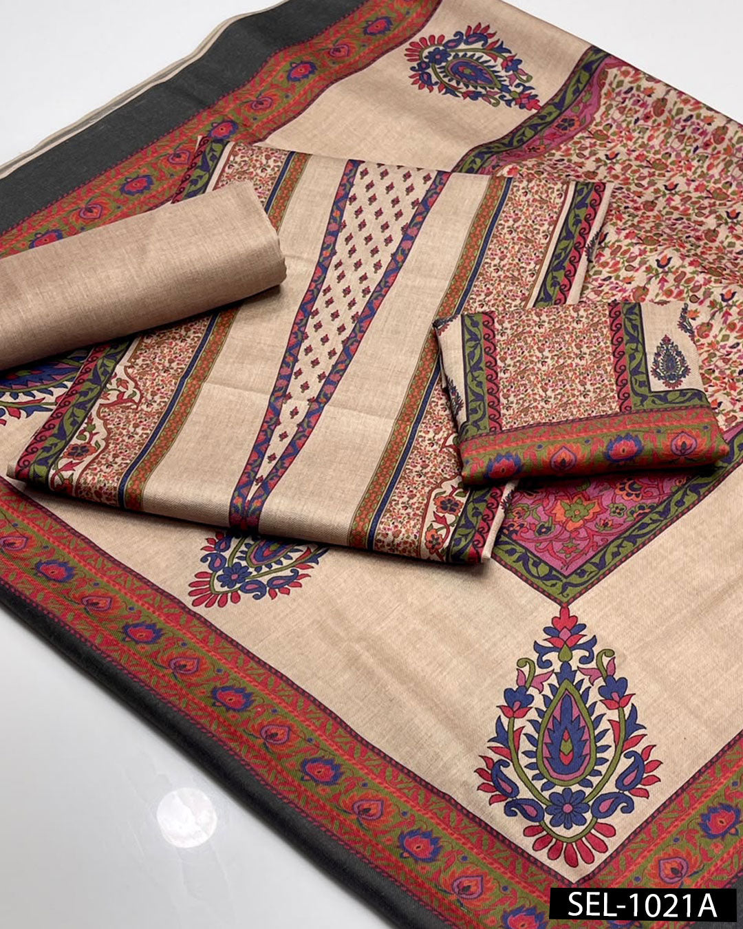 New Arrival Pure Pashmina Kalamkari Printed 3-Piece Winter Suit