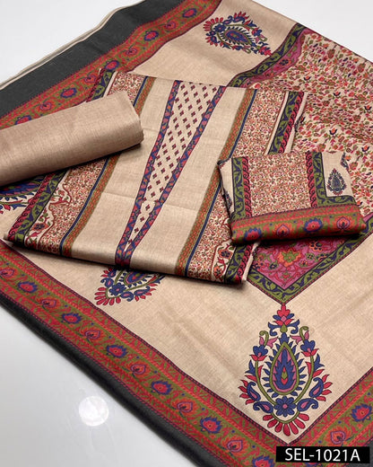 New Arrival Pure Pashmina Kalamkari Printed 3-Piece Winter Suit
