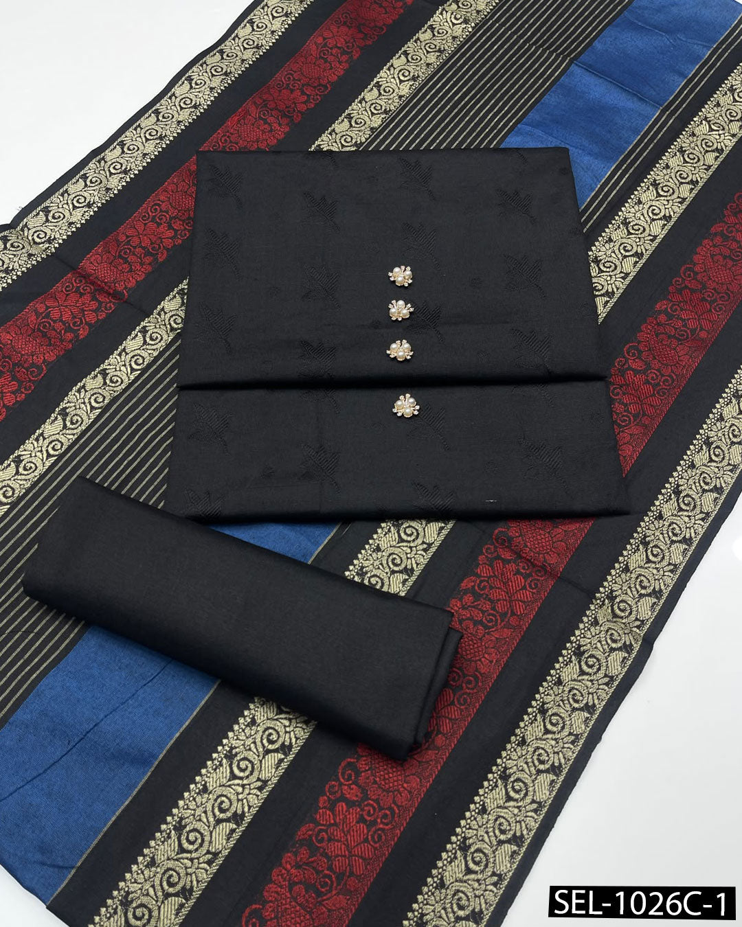 Khaddi Marina 3-Piece Winter Collection – Jacquard Shawl Suit