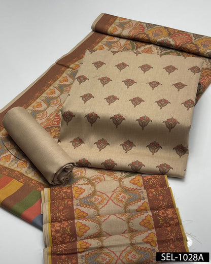 Kalamkari Print Pashmina Wool 3-Piece Winter Suit