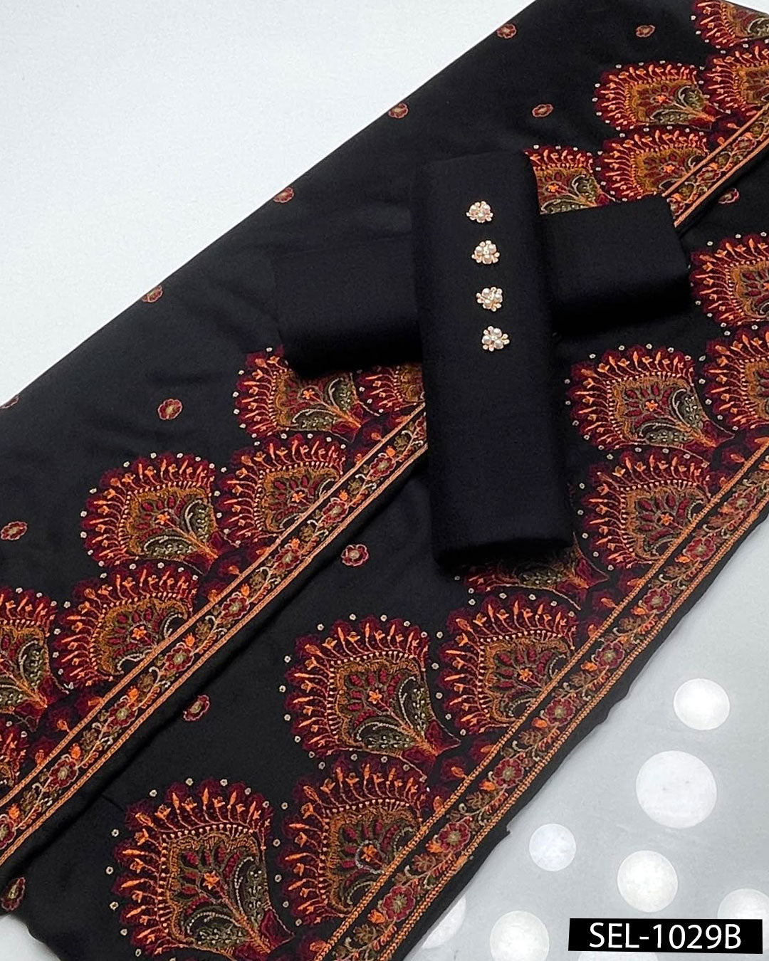 Elegant Pashmina Wool Winter Suit with Embroidered Kashmiri Shawl