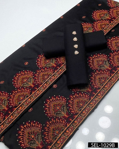 Elegant Pashmina Wool Winter Suit with Embroidered Kashmiri Shawl