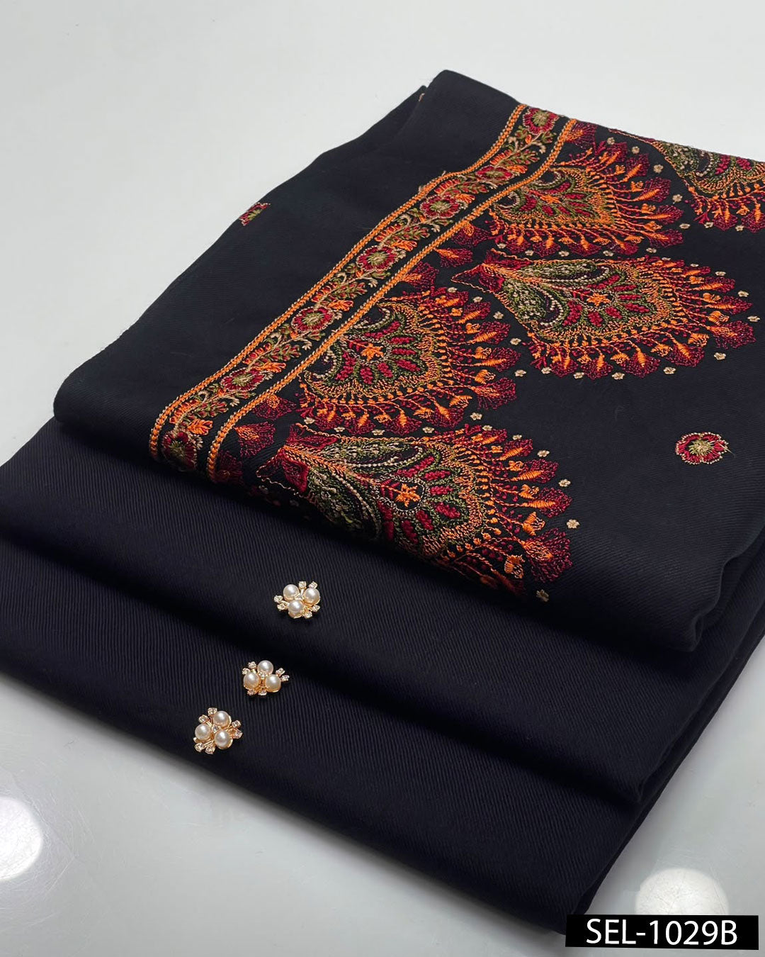 Elegant Pashmina Wool Winter Suit with Embroidered Kashmiri Shawl