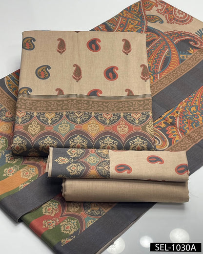 Designer Kalamkaari Printed Pashmina Wool Winter Dress