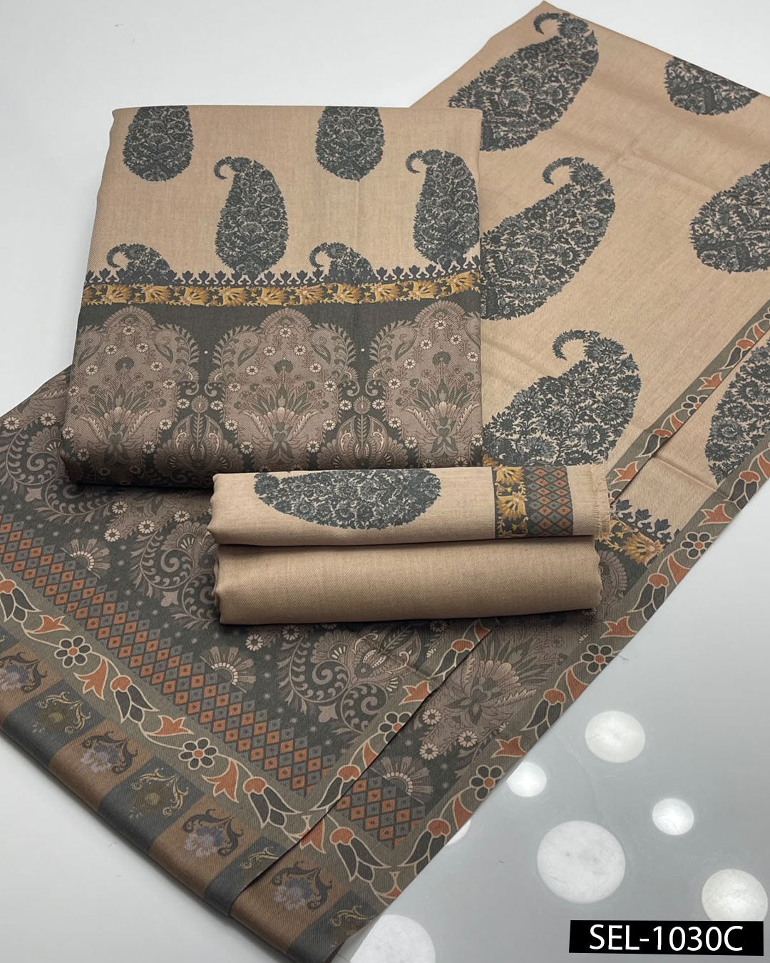 Elegant Pashmina Wool Winter Suit with Kalamkaari Print