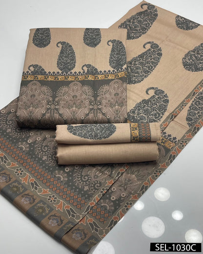 Elegant Pashmina Wool Winter Suit with Kalamkaari Print