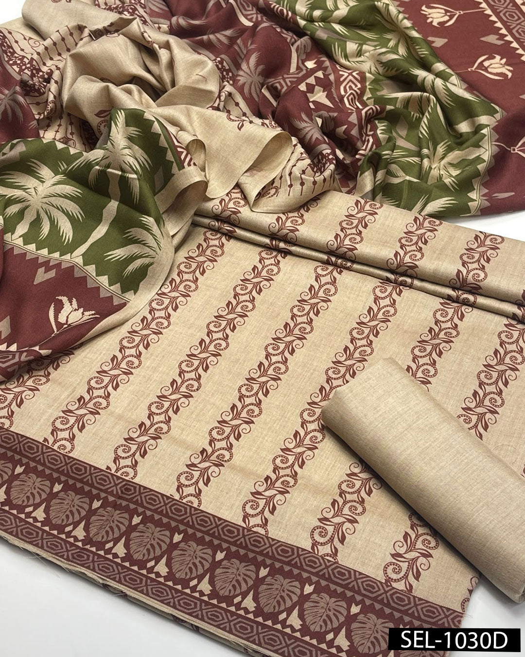 Exclusive Pashmina Wool Kalamkari 3-Piece Dress