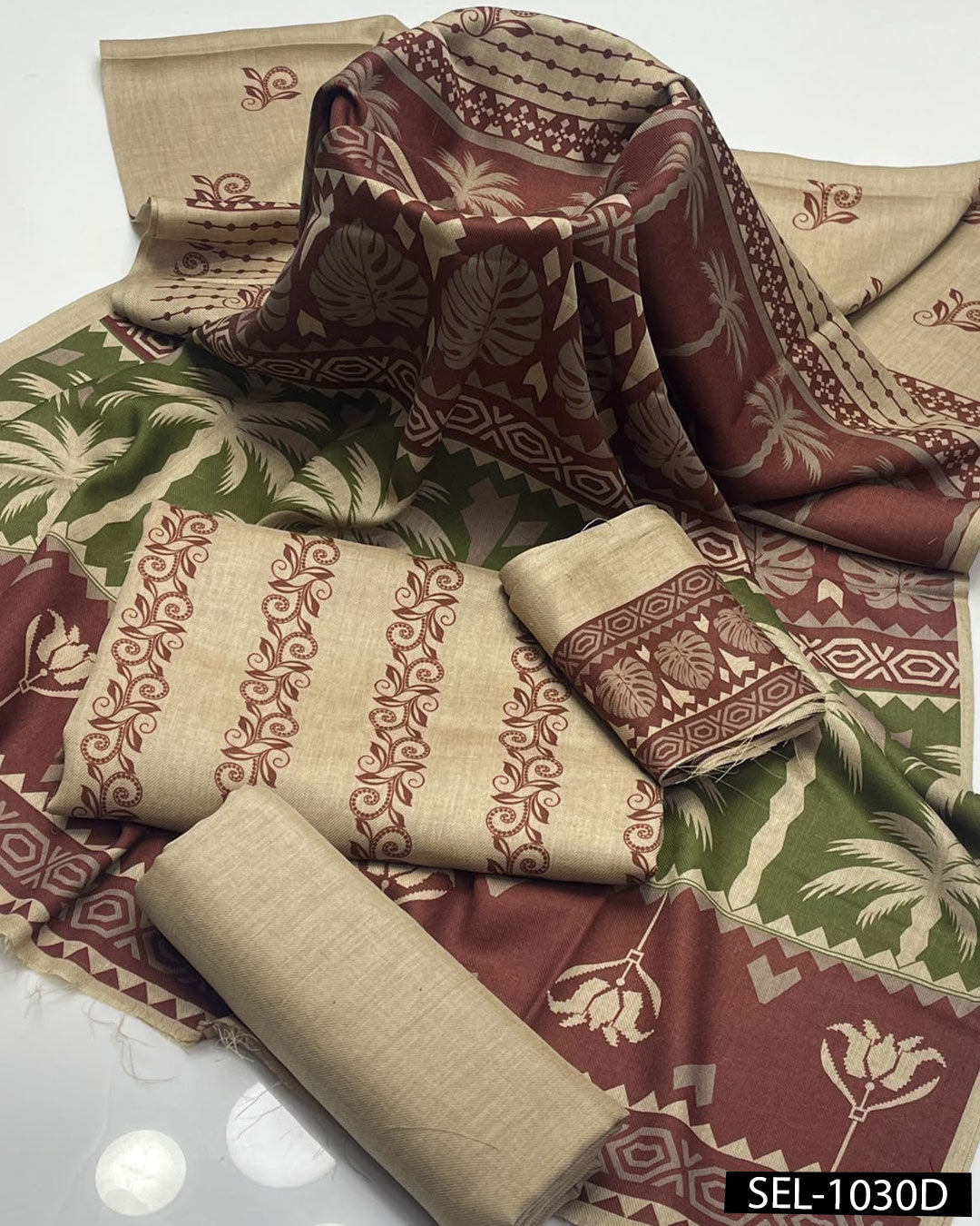 Exclusive Pashmina Wool Kalamkari 3-Piece Dress