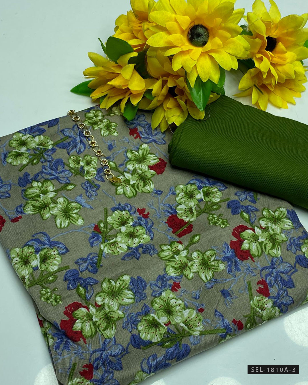 2 PC Unstitched Digital Printed Linen Dress