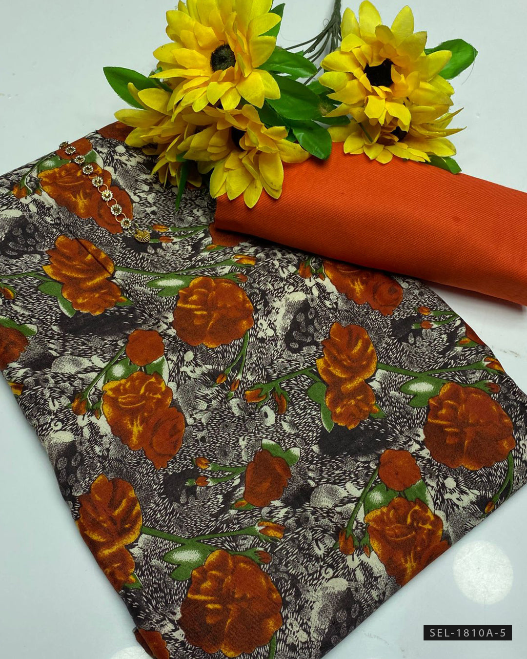 2 PC Unstitched Digital Printed Linen Dress