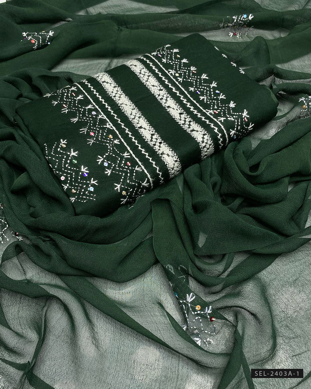 3 PC Unstitched Hand Embroidered Lawn Dress Collection