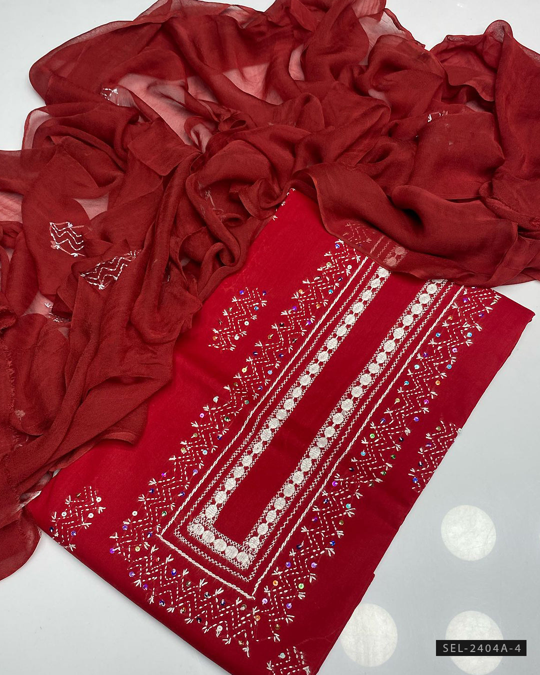 3 PC Unstitched Hand Embroidered Lawn Dress Collection