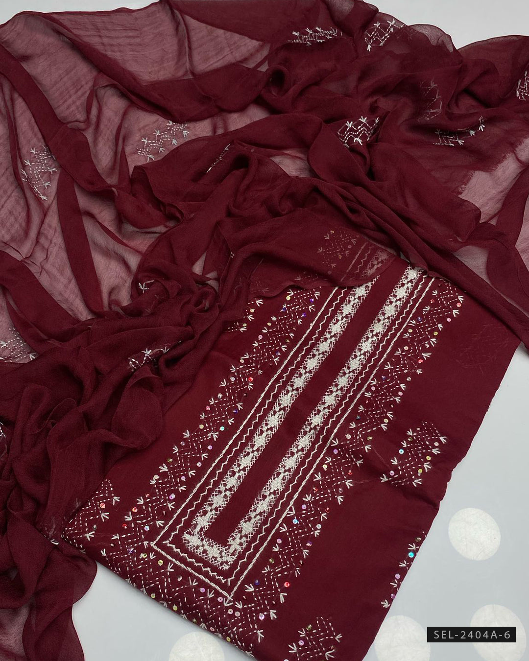 3 PC Unstitched Hand Embroidered Lawn Dress Collection