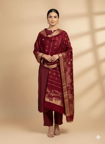 3 PC Unstitched Dhanak Marina Dress Collection