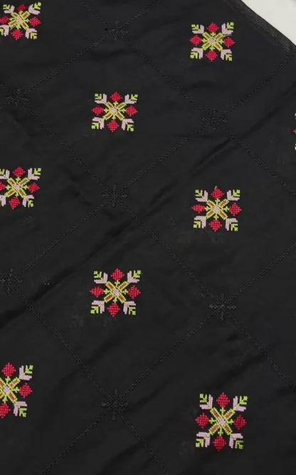 Machine Embroidered Swiss Lawn Black Chaddar Collection